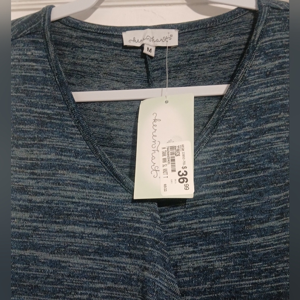 Keren Hart Women's Blue Tie-Front Tank Top NWT - Picture 2 of 4